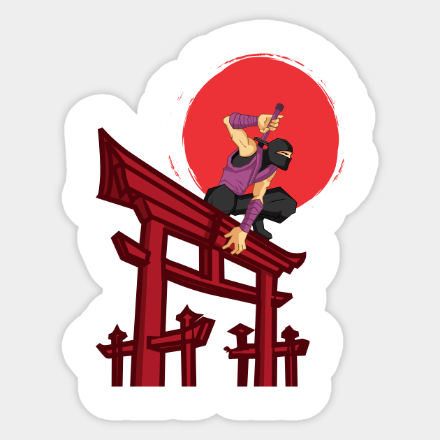 ninja japan on gate Sticker by monkey_zen